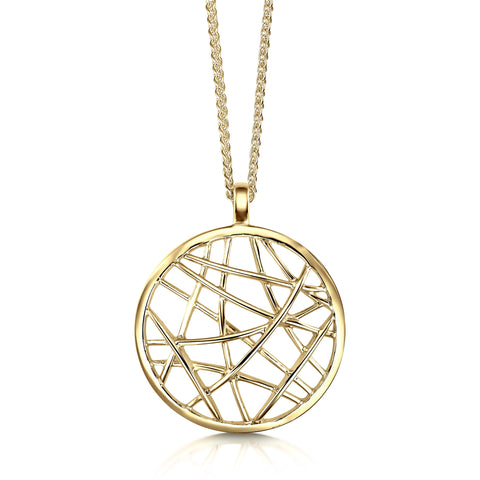 Creel Single-Sided Pendant Necklace in 9ct Yellow Gold by Sheila Fleet Jewellery