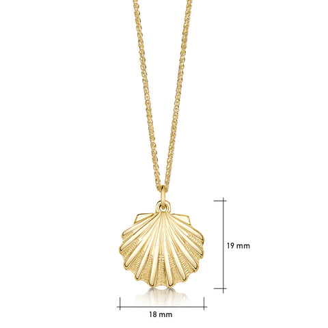 Scallop Small Pendant in 9ct Yellow Gold by Sheila Fleet Jewellery