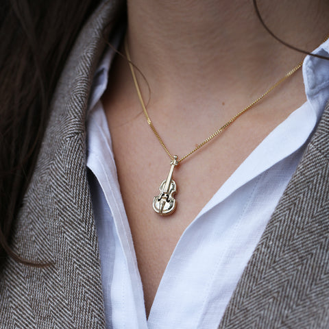 Fiddle Pendant in 9ct Yellow Gold by Sheila Fleet Jewellery