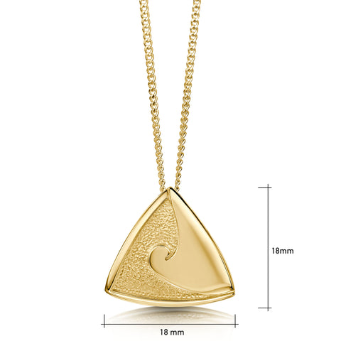 Single Wave Pendant in 9ct Yellow Gold by Sheila Fleet Jewellery