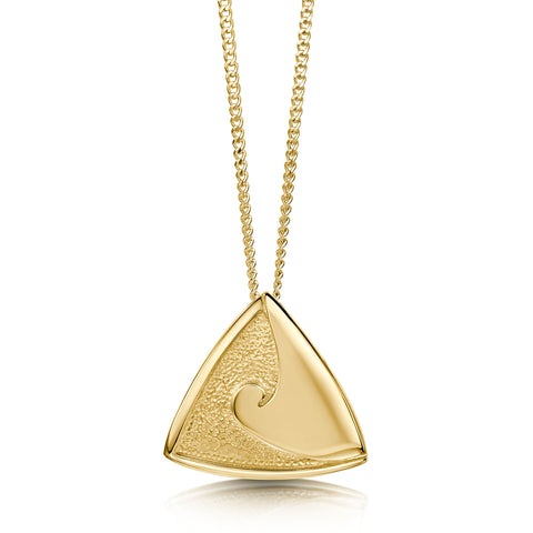 Single Wave Pendant in 9ct Yellow Gold by Sheila Fleet Jewellery