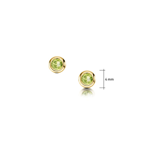 Small Peridot Solitaire Stud Earrings in 9ct Yellow Gold by Sheila Fleet Jewellery