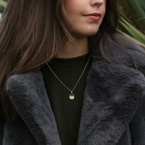 Peridot Birthstone Droplet Pendant in 9ct Yellow Gold by Sheila Fleet Jewellery