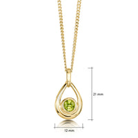 Peridot Birthstone Droplet Pendant in 9ct Yellow Gold by Sheila Fleet Jewellery