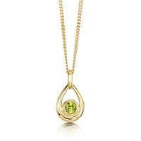 Peridot Birthstone Droplet Pendant in 9ct Yellow Gold by Sheila Fleet Jewellery