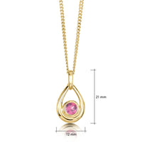 Pink Tourmaline Birthstone Droplet Pendant in 9ct Yellow Gold by Sheila Fleet Jewellery