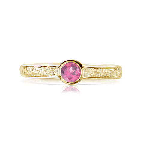 Matrix Pink Tourmaline Ring in 9ct Yellow Gold by Sheila Fleet Jewellery