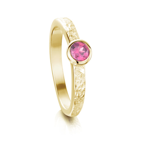Matrix Pink Tourmaline Ring in 9ct Yellow Gold by Sheila Fleet Jewellery