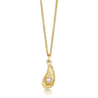 Mussel Petite Pendant with Peach Pearl in 9ct Yellow Gold by Sheila Fleet Jewellery
