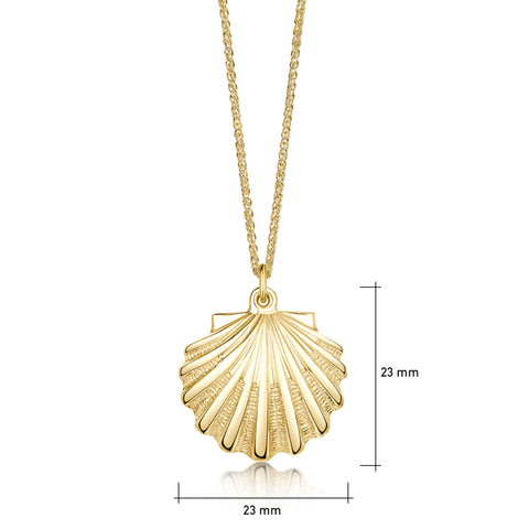 Scallop Medium Pendant in 9ct Yellow Gold by Sheila Fleet Jewellery