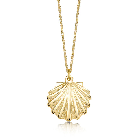 Scallop Medium Pendant in 9ct Yellow Gold by Sheila Fleet Jewellery