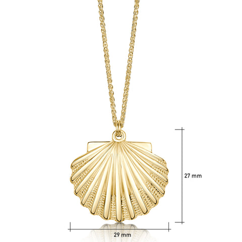Scallop Large Pendant in 9ct Yellow Gold by Sheila Fleet Jewellery