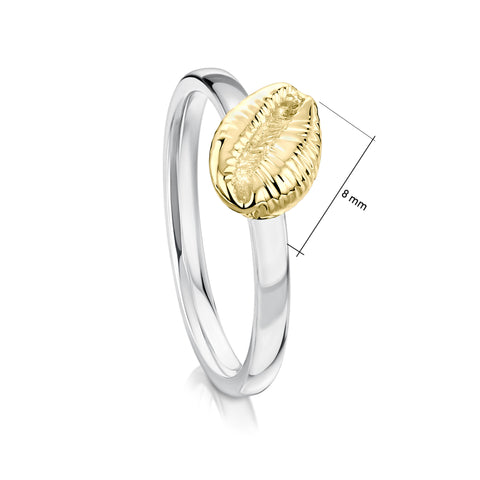 Groatie Buckie Small Shell Ring in Silver & 9ct Yellow Gold by Sheila Fleet Jewellery