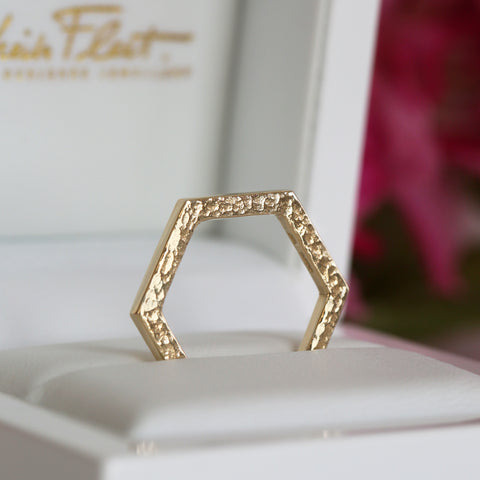 Honeycomb Hexagon Ring in 9ct Yellow Gold by Sheila Fleet Jewellery