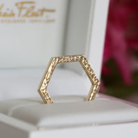 Honeycomb Hexagon Ring in 9ct Yellow Gold by Sheila Fleet Jewellery