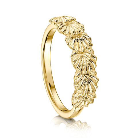 Scallop 6-shell Ring in 9ct Yellow Gold by Sheila Fleet Jewellery