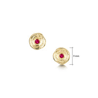 Lunar Ruby Petite Stud Earrings in 9ct Yellow Gold by Sheila Fleet Jewellery