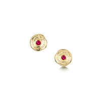 Lunar Ruby Petite Stud Earrings in 9ct Yellow Gold by Sheila Fleet Jewellery