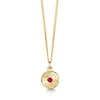 Lunar Ruby Petite Pendant in 9ct Yellow Gold by Sheila Fleet Jewellery