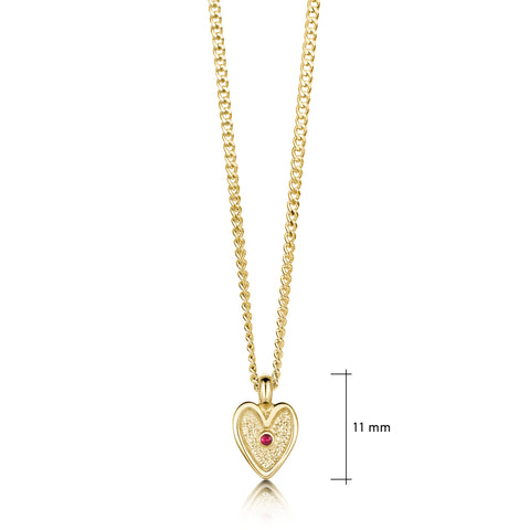 Secret Hearts Ruby Pendant Necklace in 9ct Yellow Gold by Sheila Fleet Jewellery