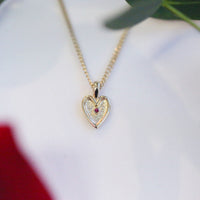 Secret Hearts Ruby Pendant Necklace in 9ct Yellow Gold by Sheila Fleet Jewellery
