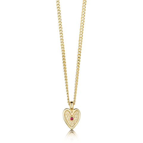 Secret Hearts Ruby Pendant Necklace in 9ct Yellow Gold by Sheila Fleet Jewellery