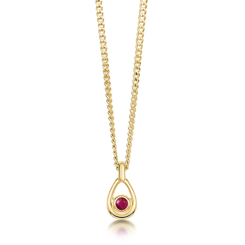 Arctic Stream Ruby Petite Droplet Pendant in 9ct Yellow Gold by Sheila Fleet Jewellery