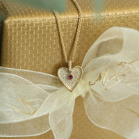 Secret Hearts Ruby Dress Pendant in 9ct Yellow Gold by Sheila Fleet Jewellery