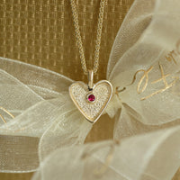 Secret Hearts Ruby Dress Pendant in 9ct Yellow Gold by Sheila Fleet Jewellery