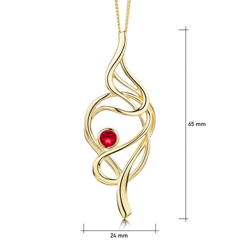 Tidal 9ct Yellow Gold Ruby Occasion Pendant by Sheila Fleet Jewellery