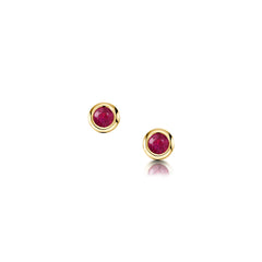 Small Ruby Solitaire Stud Earrings in 9ct Yellow Gold by Sheila Fleet Jewellery