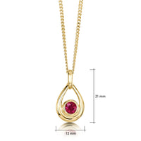 Ruby Droplet Pendant in 9ct Yellow Gold by Sheila Fleet Jewellery