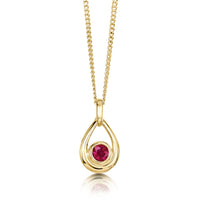 Ruby Droplet Pendant in 9ct Yellow Gold by Sheila Fleet Jewellery