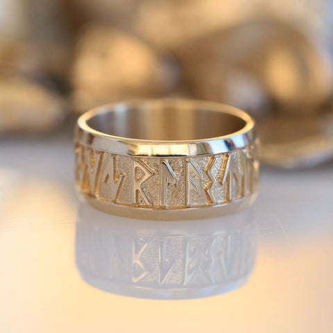 Runic Dress Ring in 9ct Yellow Gold by Sheila Fleet Jewellery