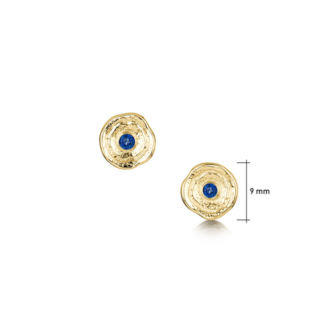 Lunar Sapphire Petite Stud Earrings in 9ct Yellow Gold by Sheila Fleet Jewellery