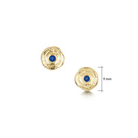 Lunar Sapphire Petite Stud Earrings in 9ct Yellow Gold by Sheila Fleet Jewellery