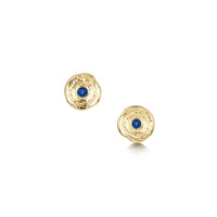 Lunar Sapphire Petite Stud Earrings in 9ct Yellow Gold by Sheila Fleet Jewellery