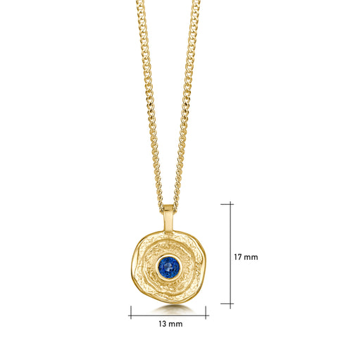 Lunar Sapphire Small Pendant in 9ct Yellow Gold by Sheila Fleet Jewellery
