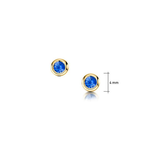 Small Sapphire Solitaire Stud Earrings in 9ct Yellow Gold by Sheila Fleet Jewellery
