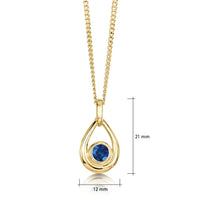 Sapphire Droplet Pendant in 9ct Yellow Gold by Sheila Fleet Jewellery