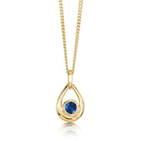 Sapphire Droplet Pendant in 9ct Yellow Gold by Sheila Fleet Jewellery