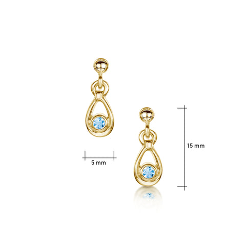 Aquamarine Droplet Earrings in 9ct Yellow Gold by Sheila Fleet Jewellery