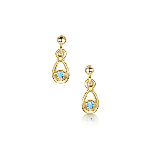 Aquamarine Droplet Earrings in 9ct Yellow Gold by Sheila Fleet Jewellery