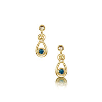 London Blue Topaz Droplet Earrings in 9ct Yellow Gold by Sheila Fleet Jewellery