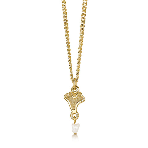 Sea Moss Petite Heart Pendant with Baroque Pearl in 9ct Yellow Gold by Sheila Fleet Jewellery