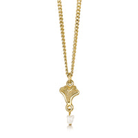 Sea Moss Petite Heart Pendant with Baroque Pearl in 9ct Yellow Gold by Sheila Fleet Jewellery