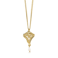 Sea Moss Heart Pendant with Baroque Pearl in 9ct Yellow Gold by Sheila Fleet Jewellery