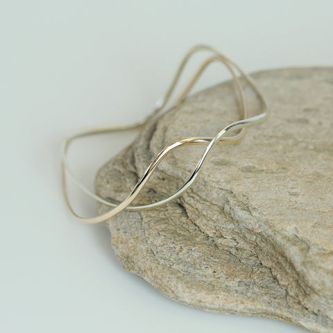 Tidal 2-part Bangle in 9ct Yellow & White Gold by Sheila Fleet Jewellery