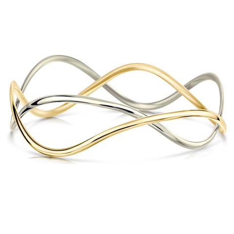 Tidal 2-part Bangle in 9ct Yellow & White Gold by Sheila Fleet Jewellery