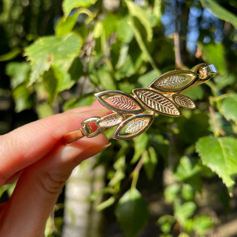 Seasons Gold Leaves Bangle in 9ct Yellow, White & Rose Gold by Sheila Fleet Jewellery